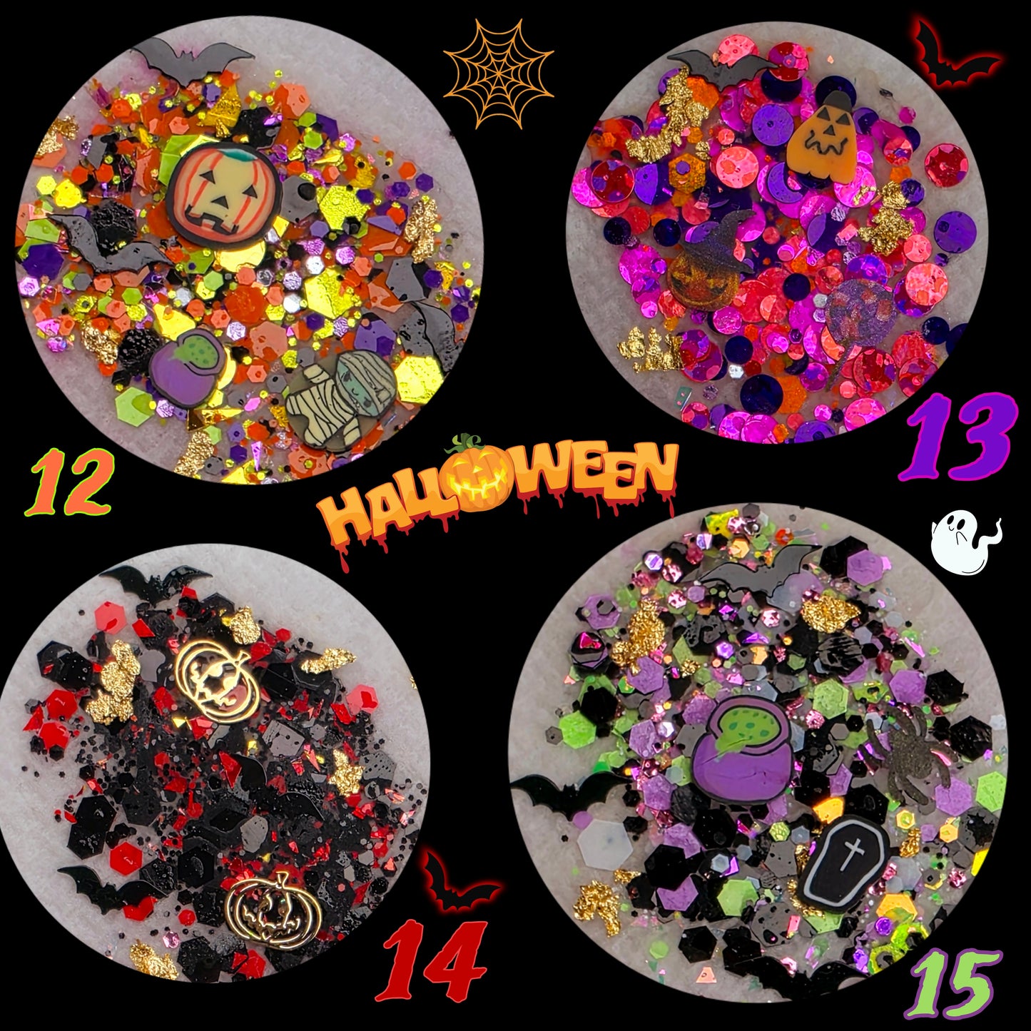 4 New Glitter Halloween 10gm c/u