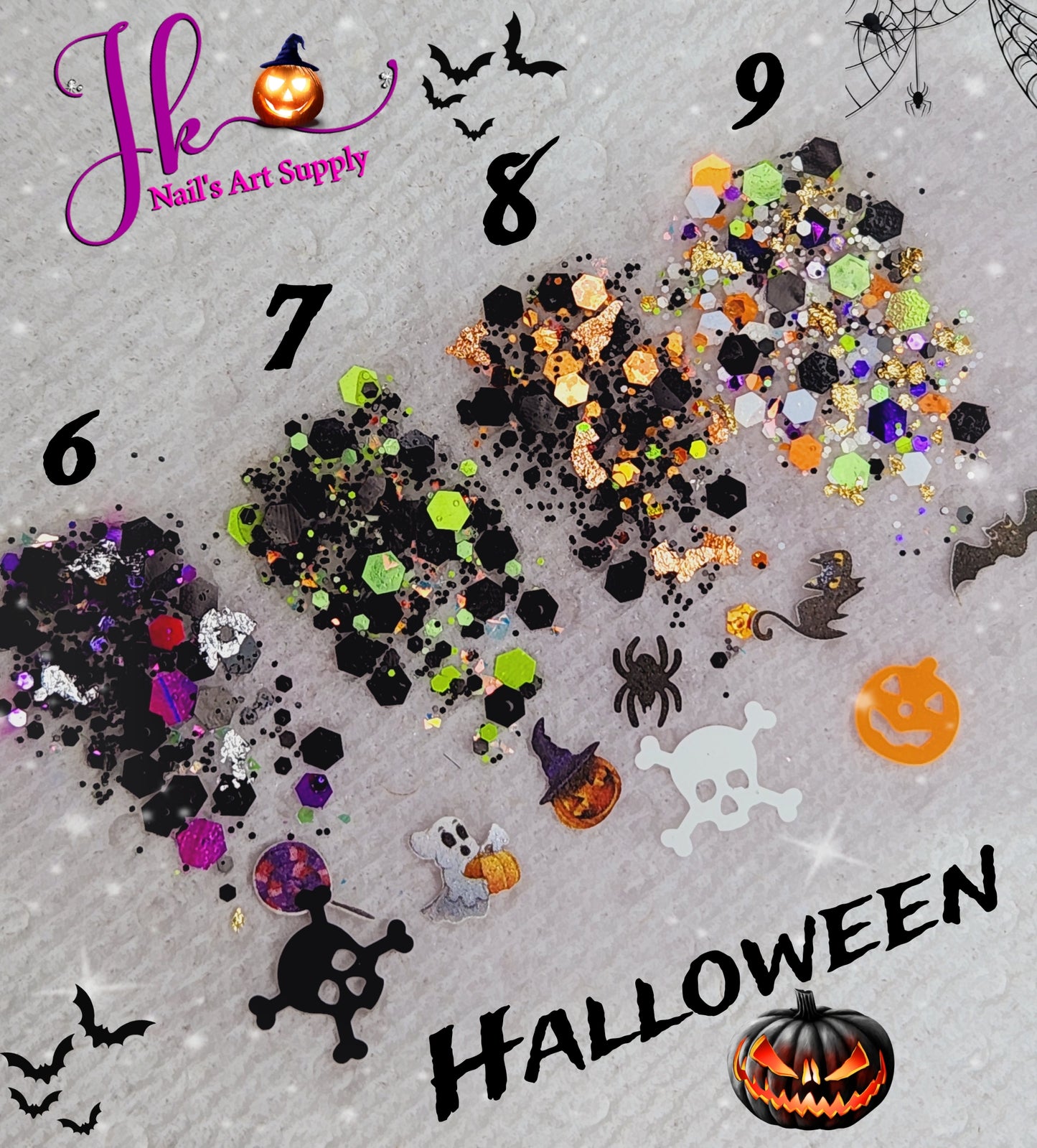 4 Glitter Halloween 10gm c\u (Decoraciónes Incluidas)