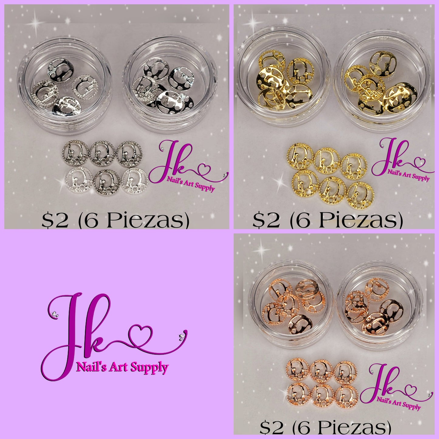 Metales D (6 Piezas)Precionar Para Escoger El Color Disponibles (Plata-Oro-Rose Gold)