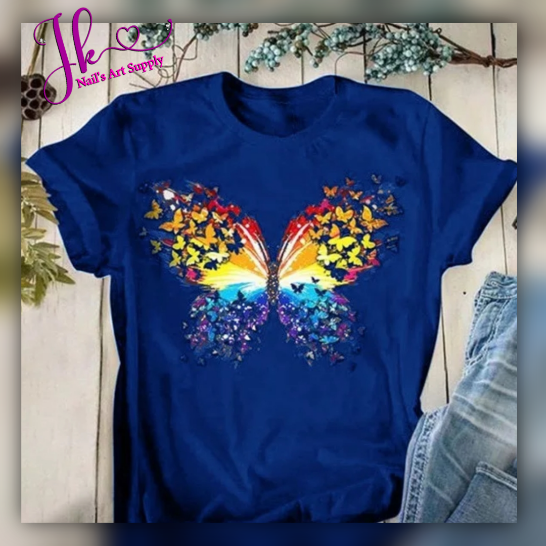 Blusa Azul Mariposas(Precionar Para Escoger Tamaño)