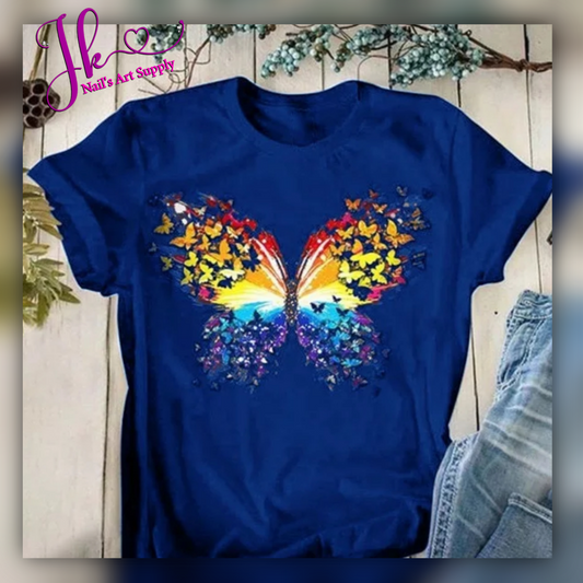 Blusa Azul Mariposas(Precionar Para Escoger Tamaño)