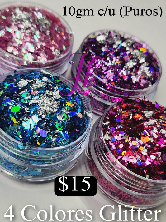 4 Colores Glitter - JK Nail's Art Supply