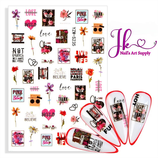 Sticker Flores Corazones