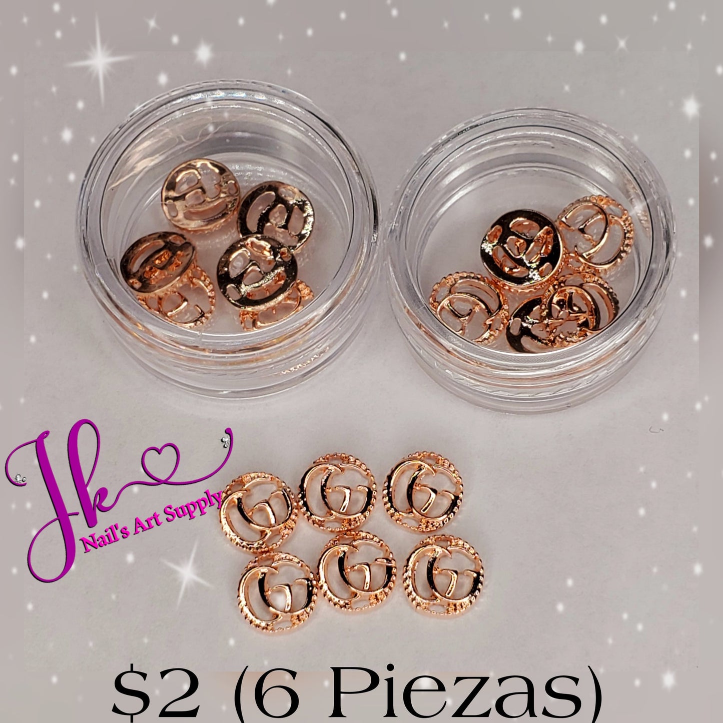 Metales G-G (6 Piezas)Precionar Para Escoger El Color Disponibles (Plata-Oro-Rose Gold)